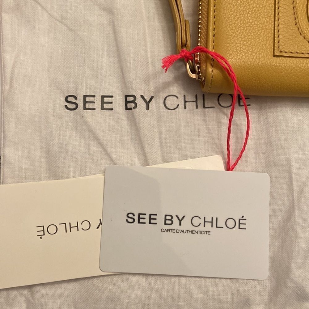 See by Chloe long Wallet wristlet Mustard color NWT zipper closure - Picture 10 of 11